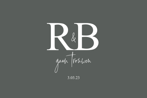 Minimalistische trouwkaart met  initiaal