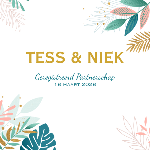 Geregistreerd partnerschap uitnodiging met kleurrijke bladeren