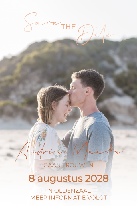 Foto save the date kaart met foliedruk
