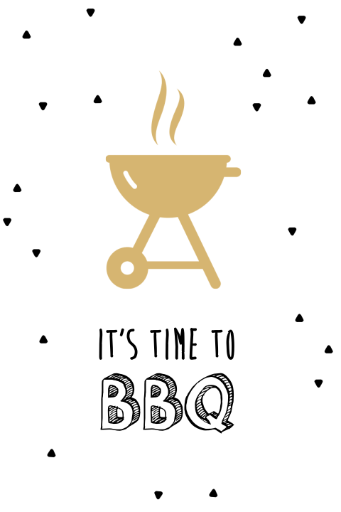 Barbecue uitnodiging met hart en driehoekjes