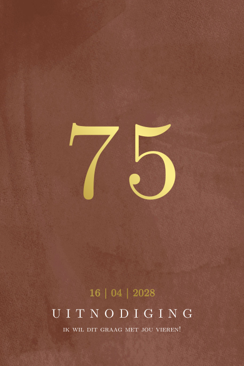 75 jaar uitnodiging met goudfolie