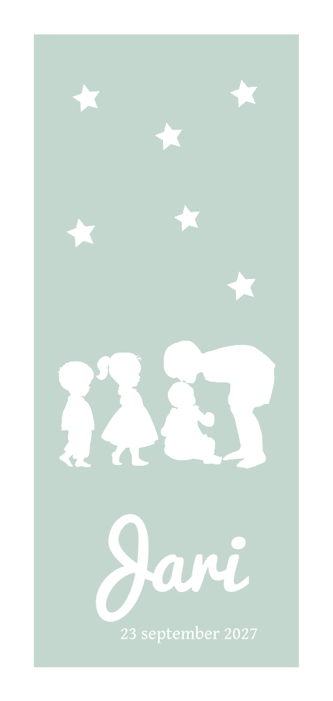 Silhouet geboortekaartje jongen 4e kindje