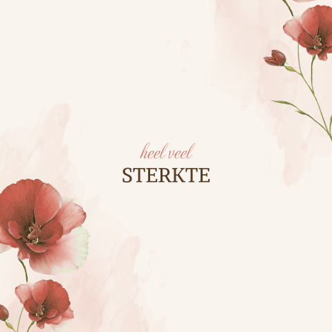 Wenskaart heel veel sterkte met rode veldbloemen