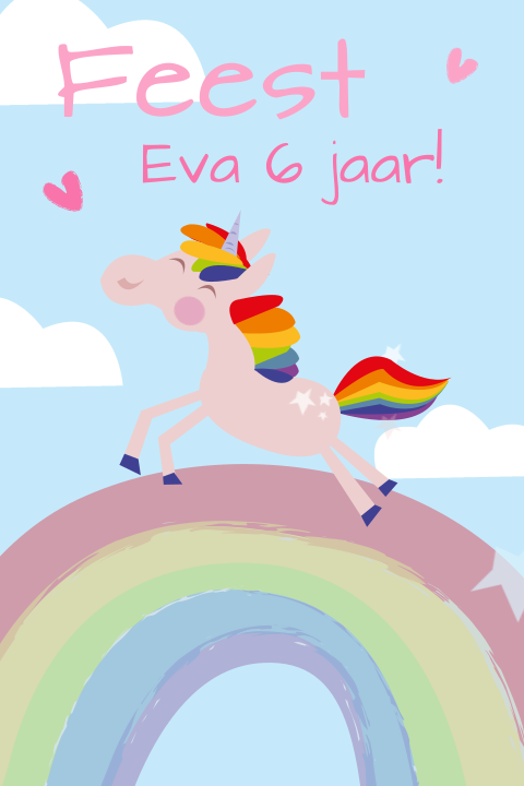 Uitnodiging feestje met getekende eenhoorn