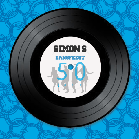 Vierkanten uitnodigingskaart lp blauw 