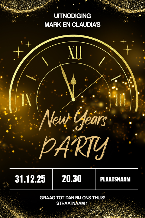 Uitnodiging New Years Party Kaart Maken met klok