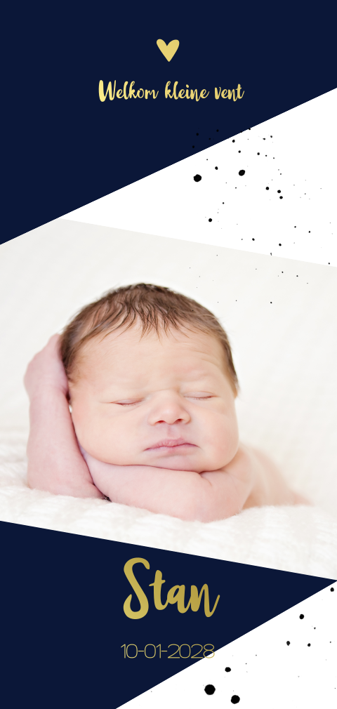 Geboortekaartje jongen geometrisch goudfolie druk