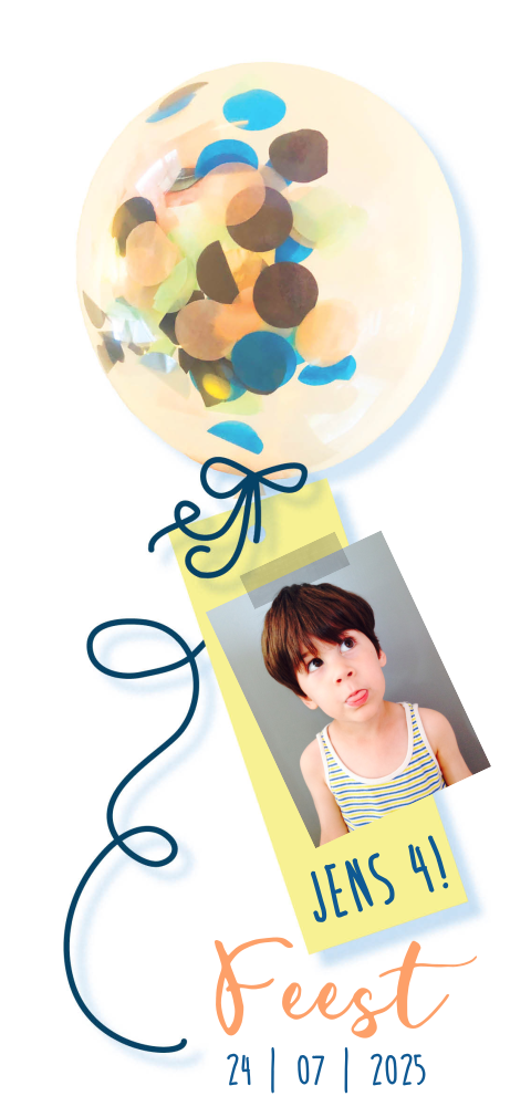 Kinderfeestje uitnodiging ballon kaart voor je 4 jarige zoon
