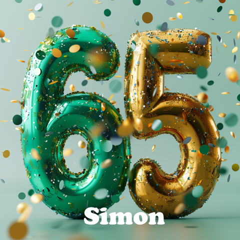 Uitnodiging 65 metallic ballonnen groen goud