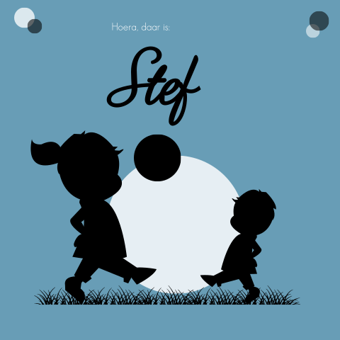 Silhouet geboortekaartje 2e kind zus en klein broertje voetballen