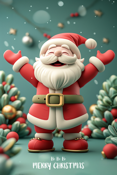 Kerstkaart kerstman klei pop