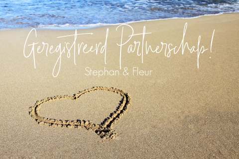 Geregistreerd partnerschap uitnodiging strand en zee met hart