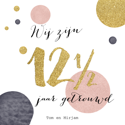 Hippe uitnodiging met goud roze en paars 12,5 jaar