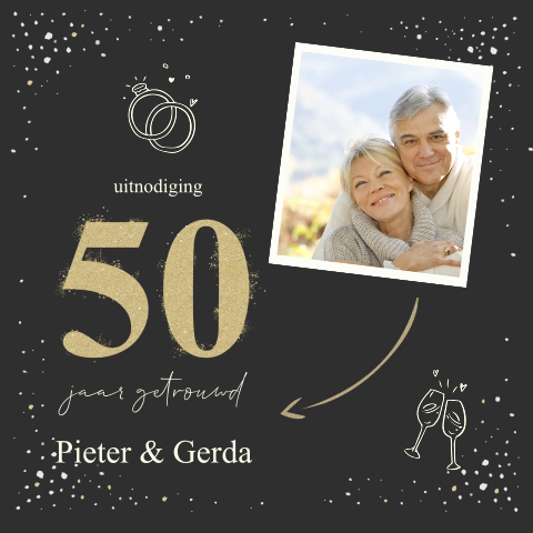 Jubileum uitnodiging 50 jaar getrouwd feestelijk