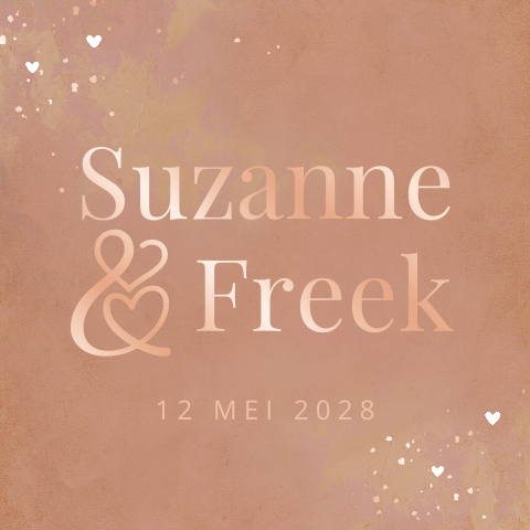 Trouwkaart pastel kleur met roségoud foliedruk