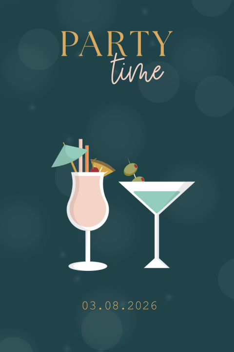 Uitnodiging verjaardag of feestje met cocktails