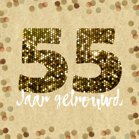 Uitnodiging 55 jaar getrouwd met glitters en confetti