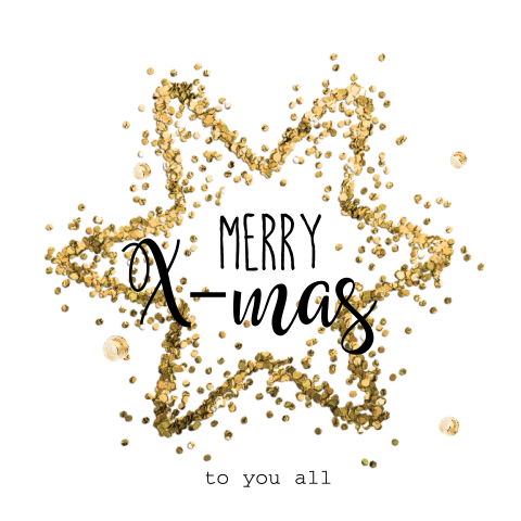 Kerstkaart met glitter ster goud-look