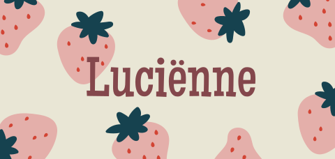 Vrolijk meisjes geboortekaartje met retro aardbeien