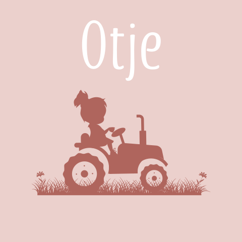 Geboortekaartje meisje op een tractor