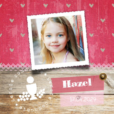 Uitnodiging communie jeans look stoer stempel