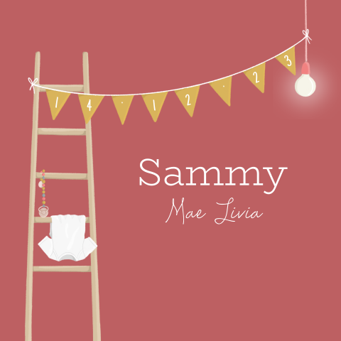 Lief geboortekaartje voor een meisje met slinger