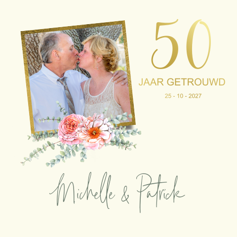 Huwelijksjubileum uitnodiging 50 jaar getrouwd met foto