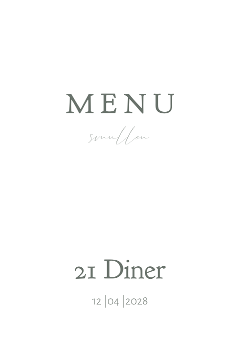 Menukaart 21 diner wit groen