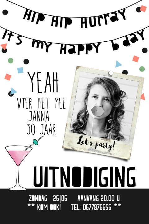 Hippe verjaardag uitnodiging 30e verjaardag