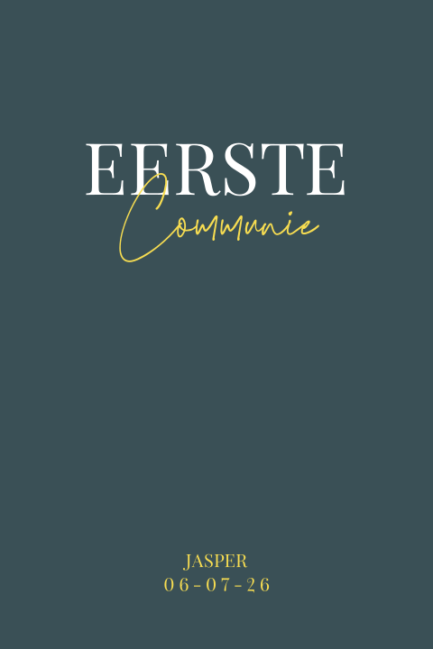 Stoere uitnodiging eerste communie groen