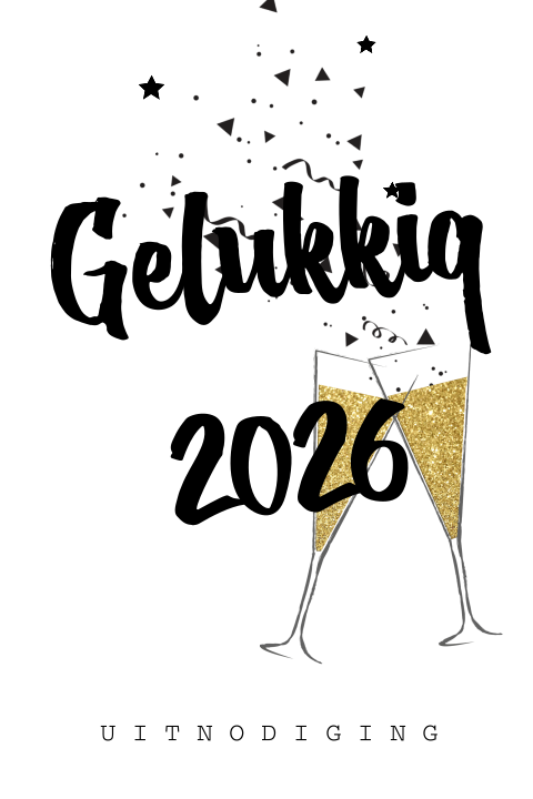 Nieuwjaars kaart met champagne glazen