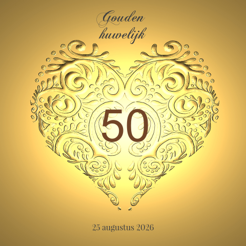 Uitnodiging gouden huwelijk jubileum 50 jaar getrouwd