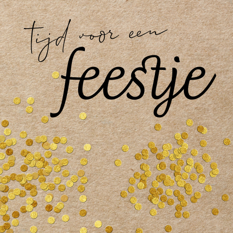 Tijd voor een feest uitnodiging kraft look en confetti