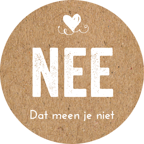 Sticker trouwen kraft look met witte tekst