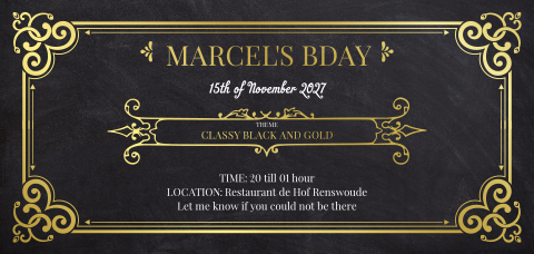 Luxe zwart gouden ticket uitnodiging verjaardag