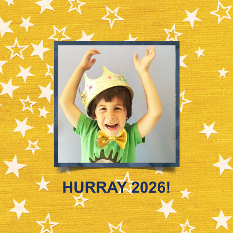 Nieuwjaarskaart met eigen foto en kerststerren goud