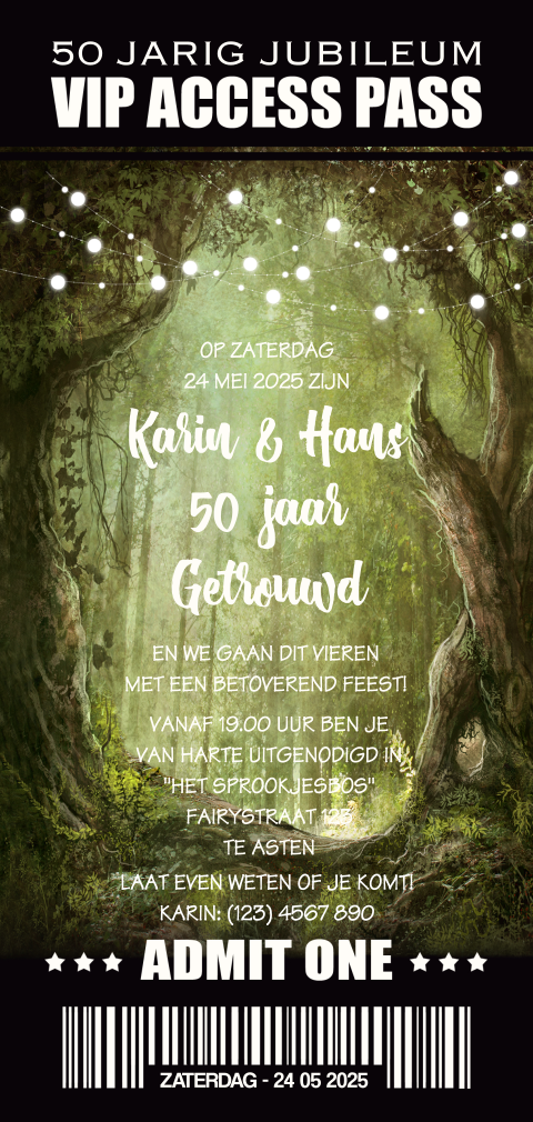 Uitnodiging sprookjesfeest voor jubileum