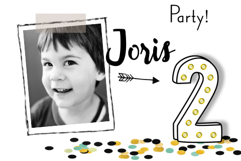 Hippe kinderfeestje kaart met neon 2