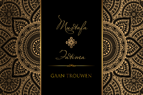 Trouwkaart liggend gouden mandala