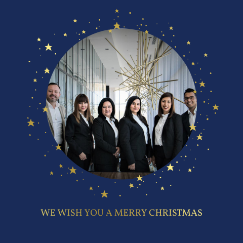 Kerstkaart zakelijk sterren goudfolie teamfoto