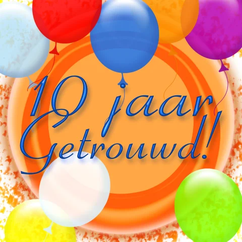 Originele uitnodiging 10 jarig jubileumfeest