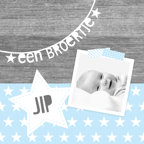 Geboortekaartje broertje letterslinger en foto