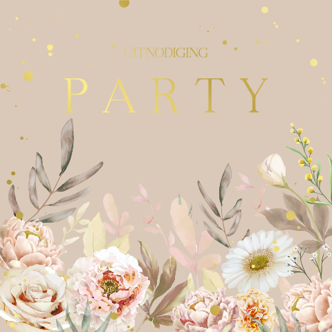 Hippe uitnodiging voor een feestje, jubileum, verjaardag goudfolie