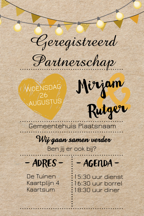 Uitnodiging Partnerschap karton-look
