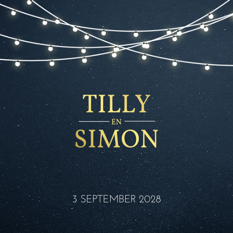 Uitnodiging bruiloft huwelijk met lichtjes