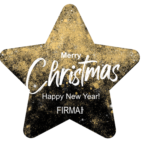 Luxe kerstkaart in de vorm van een ster zwart met goud look