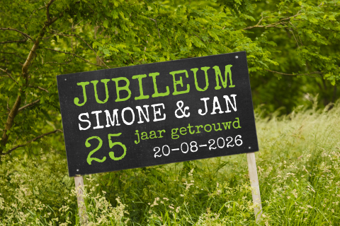 Jubileumkaart 25 jaar krijtbord in de natuur