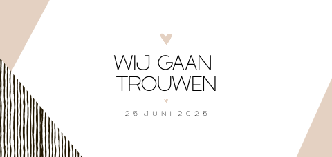 Trendy trouwkaart pastel roze met geometrische vormen