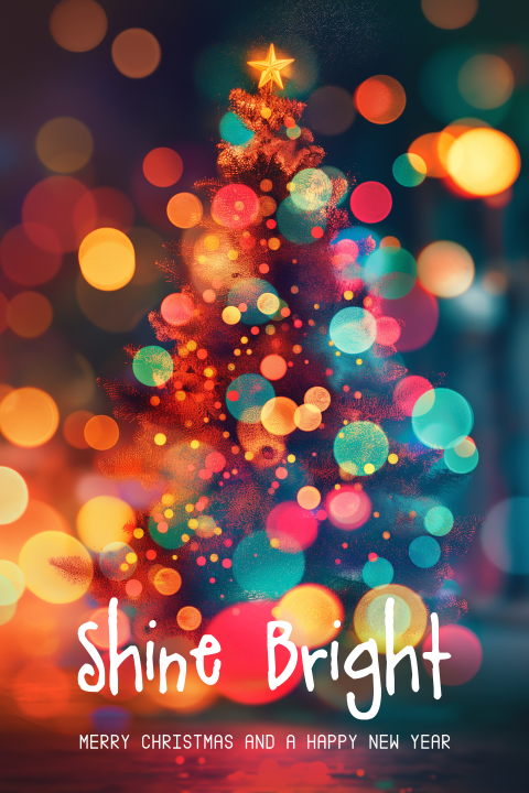 Kerstkaart licht cirkels kerstboom