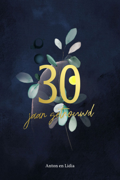 Uitnodiging 30 jaar getrouwd met goudfolie